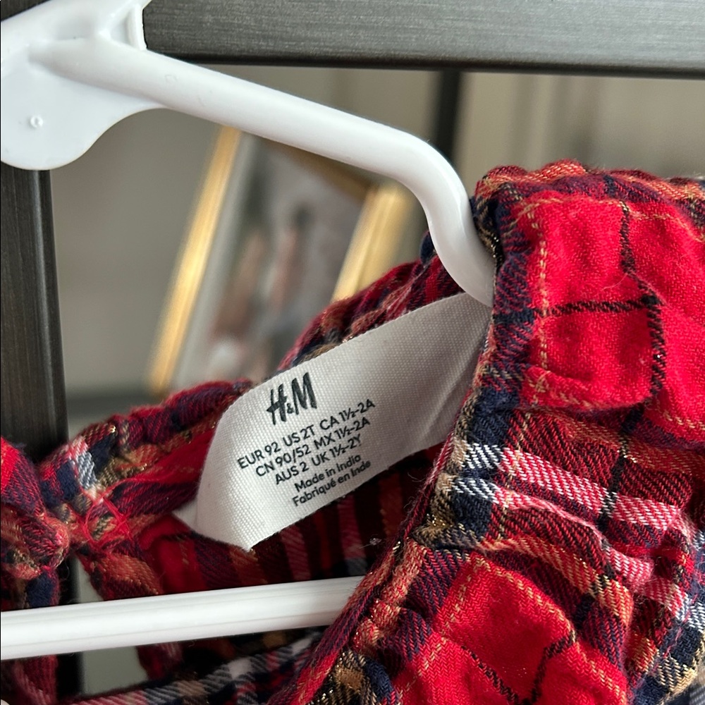 H&M Red Plaid Ruffle Dress - Picture 3 of 5